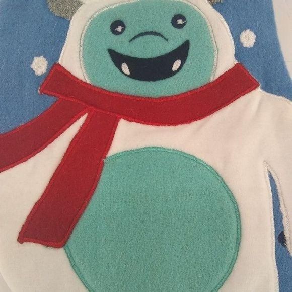Abominable Snowman Monster Christmas Stocking Blue White - Picture 5 of 6